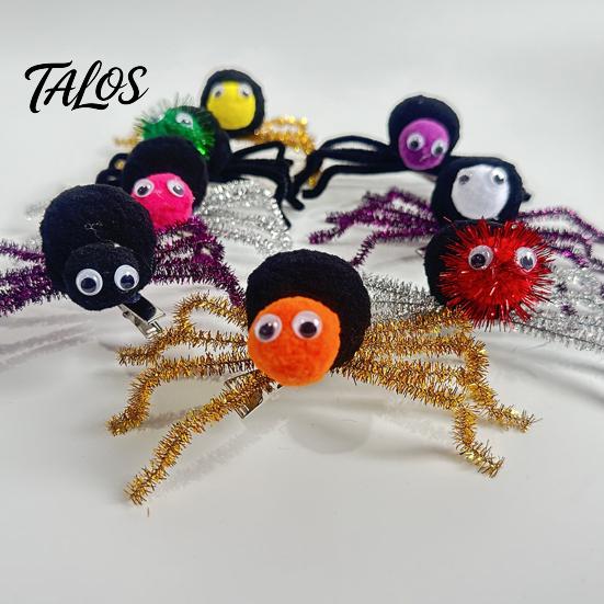Kids Halloween Gift Ideas Spider Hair Clips for Girls Women, Cute Furry Barrettes, Stage Performance Ornaments Tinsel Fluffy Pom Accessory Parties