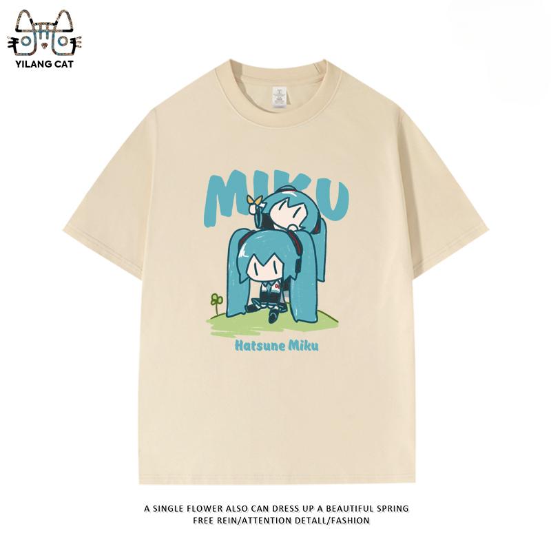 Hatsune Miku secondary pattern T-shirt summer men and women high quality 100% cotton T-shirt casual Harajuku loose T-shirt