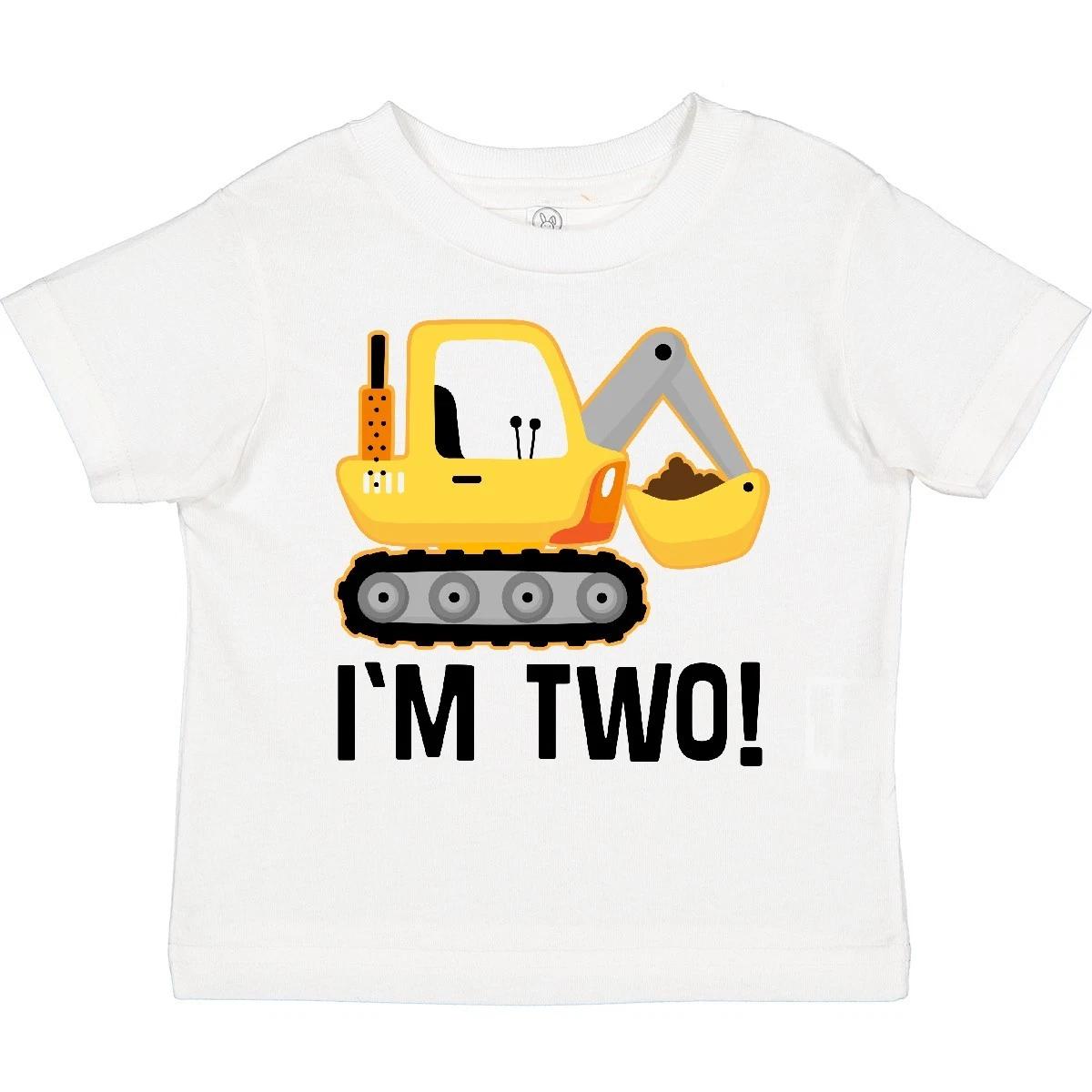 Inktastic 2nd Birthday Construction Truck Boy Outfit Toddler kids boys T-Shirt Two Im Kid 150