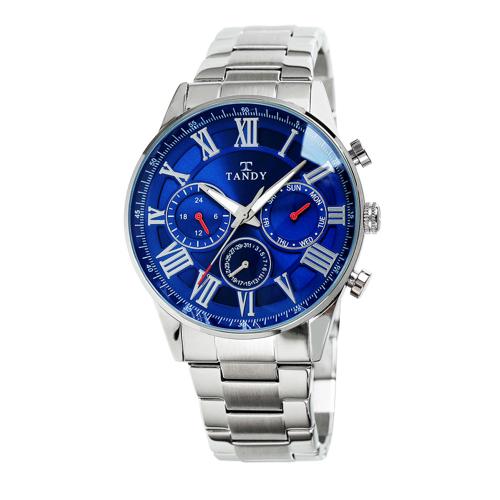 [TANDY] TANDY Classic Men s Multifunction Metal Watch Blue 3713 FREE