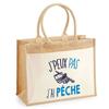 Beach Bag - PLANETEE - Jute with Pocket "Fishing Fishing Box I Can't" - Cotton - 43x33 Cm - Shoulder Straps