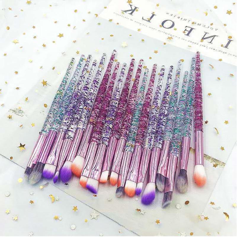 Colorful Makeup Brush Set Glitter Shinny Crystal Foundation Blending Power Cosmetic Beauty Make Up Tool Set