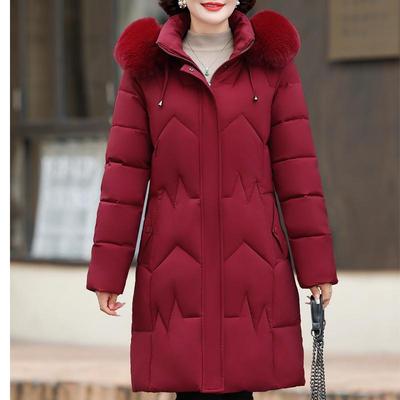 Wintermäntel für Frauen mittleren Alters mit Kapuze, Kunstpelzkragen, Oberbekleidung, locker, elegant, Übergröße, lange Parkas, dicke, warme Damenjacken