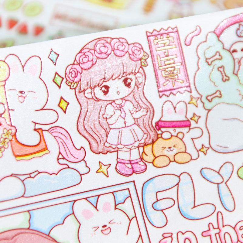 Creative Cute Cartoon Girl Special Oil Notebook Tape Decorative Stickers
