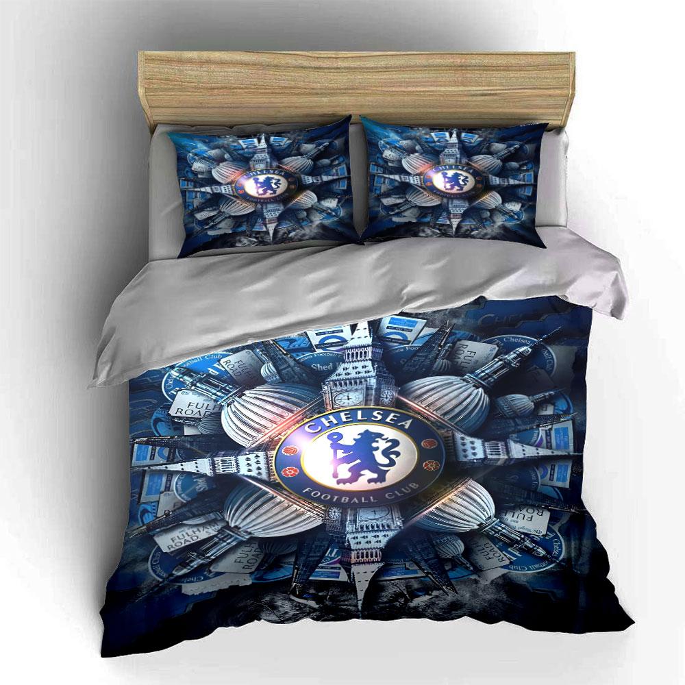 Chelsea FC Bedding Set Bedding Duvet Cover Set Duvet Cover Pillowcases (1 * Duvet Cover 2 * Pillowcases, without duvet insert)