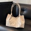 French Style Underarm Bag Large Capacity Solid Tote Bag Fashion PU Leather Shoulder Bag  Travel