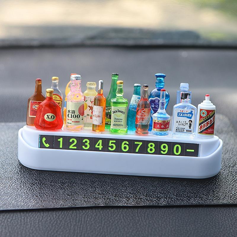 Car Temporary Parking Plate With 15 Random Wine Bottles DIY Car Moving Phone Number Plate Creative Moving Parking Number License