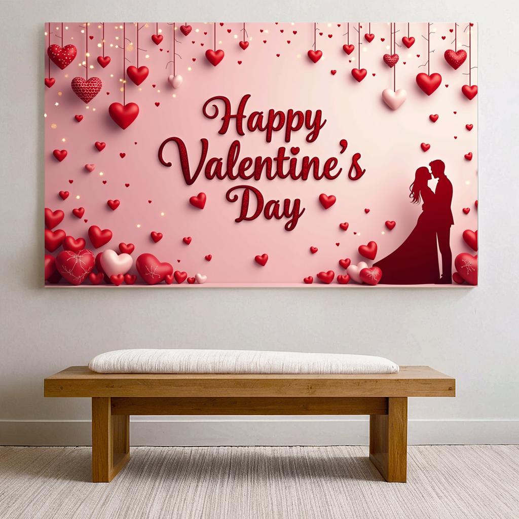 Backdrop Hearts Delightful Red Couples Photography backdrop Beautiful Love banner for Celebration