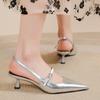 2025 Brand Women Shoe Slingback Women High Heels Elegant Dress Pumps Ladies Buckle Strap Pointed Toe Thin Heel Shoes Female