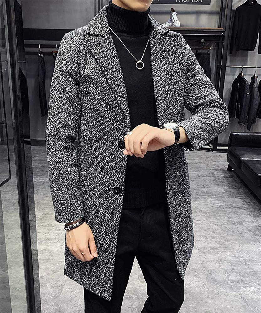 ZhangSong Long Chesterfield Jacket for and Cold Plus Sizes Men's Coat, Business, Casual, Weather, Fall/Winter, (Gray, 4XL)