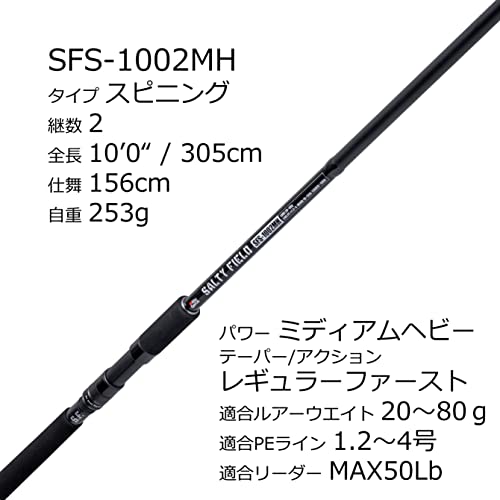 AbuGarcia Saltyfield SFS-1002MH Fishing Rod, Light Shore Jigging, Sea Bass Rod