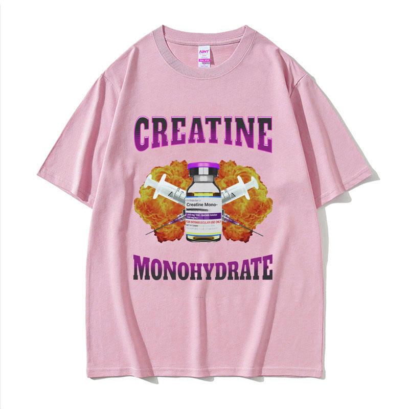 Oversized Gym Creatine Monohydrate Funny Meme T Shirt for Men Women Fashion Hip Hop Tshirt Vintage Cotton Short Sleeve T Shirts