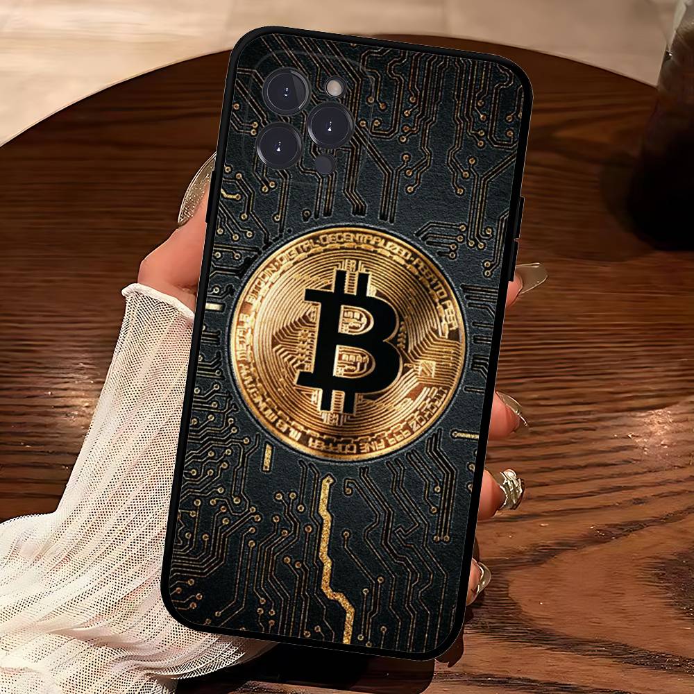 Bitcoin Retro Logo Phone Case For IPhone 17 16 15 14 13 12 11 Pro Max Plus Mini Silicone Black Cover