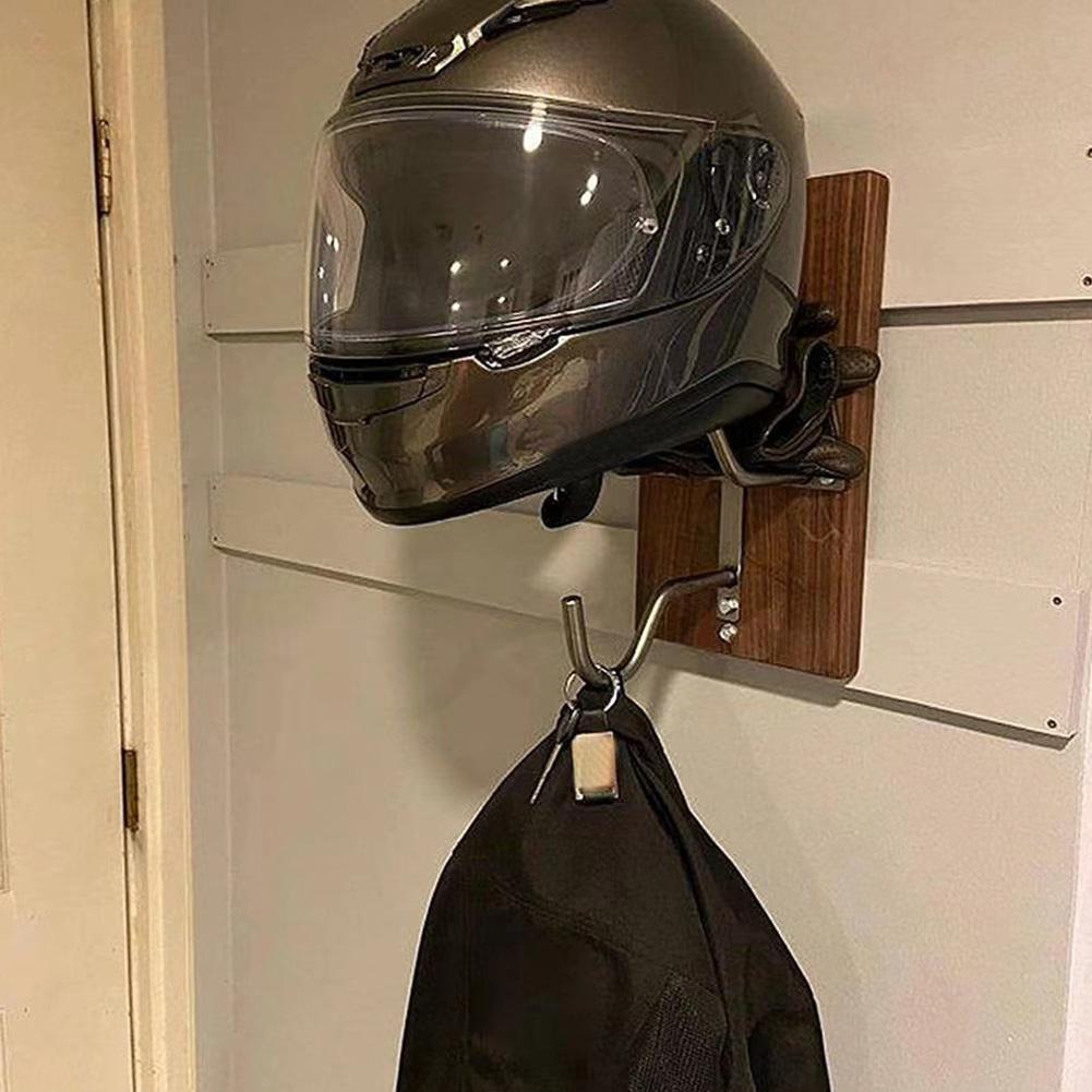 Wall Mount Helmet Holder with 2 Hooks Motorcycle Helmet Rack 180 Degree for Motorbike Coat Cap Baseball and Rugby Helmet