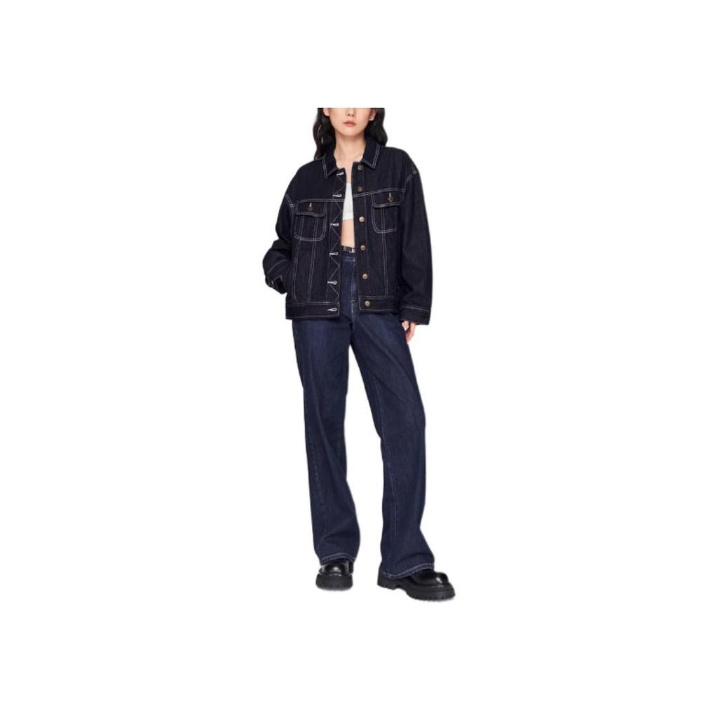Lee Embroidered Lapel Single-Breasted Denim Jacket Women jackets Light-Wash LWT0091875PN00F8