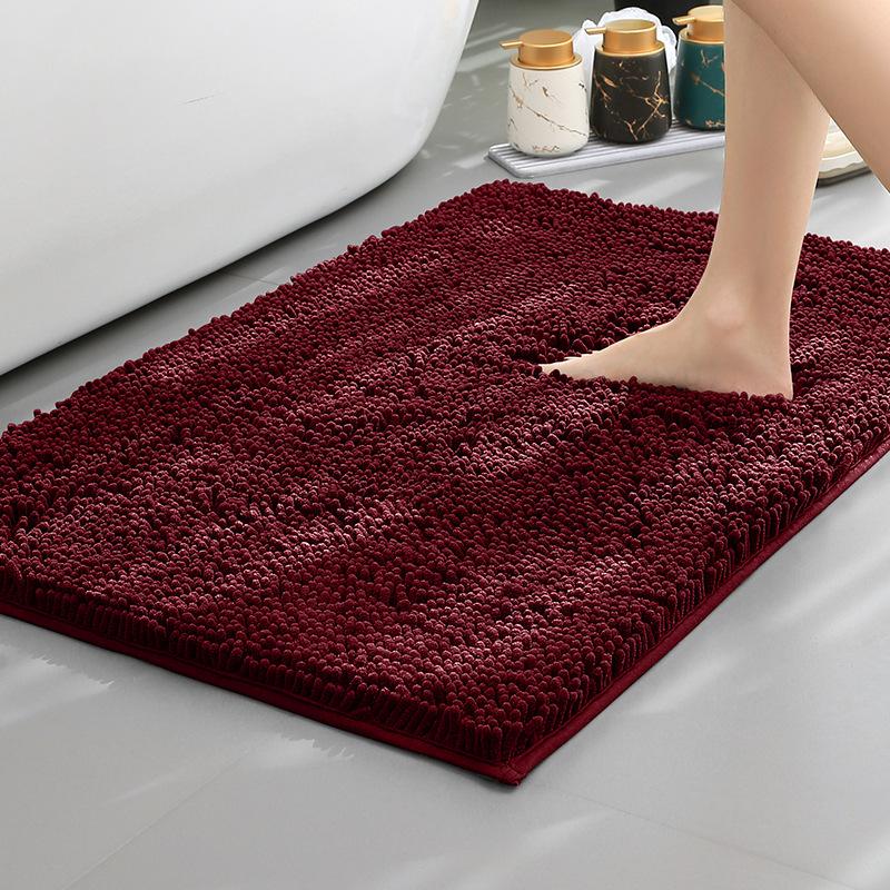 Chenier Thickened Solid Color Bathroom Floor Mat, Bathroom Non-Slip Foot Mat, Household Bathroom Door Absorbent Dirt-Resistant Carpet
