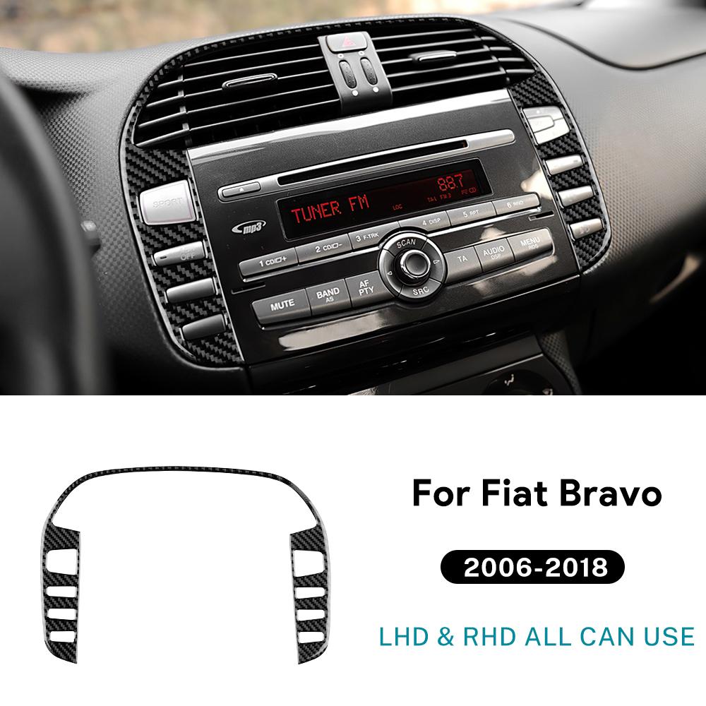 Real Soft Carbon Fiber Sticker For Fiat Bravo 2006-2011 2012 2013 2014 2015 2015 2016 2017 2018 LHD RHD Central Control Button