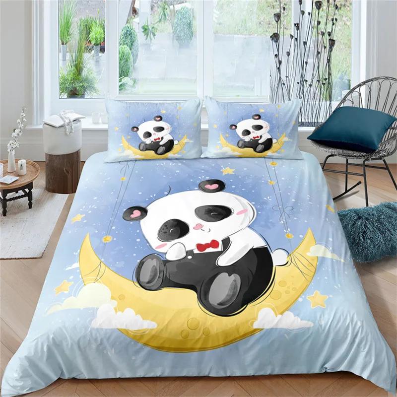 Cute Cartoon Panda Duvet Cover Twin Queen For Boys Girls Teen Soft Animal Theme Panda Bedding Set With Pillowcases Bedroom Decor