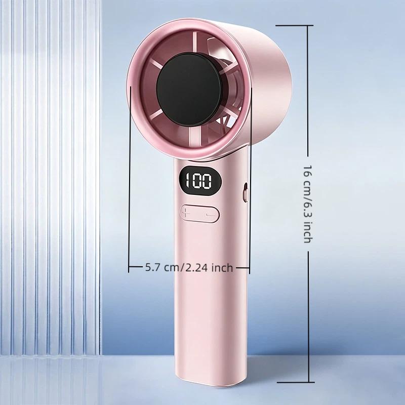 Handheld Portable Fan 100 Adjustable Wind Speeds USB Charging Pocket Size for Office Student Outdoor Commute