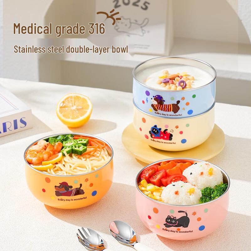 Cartoon 316 Stainless Steel Insulated Kids Rice Bowl