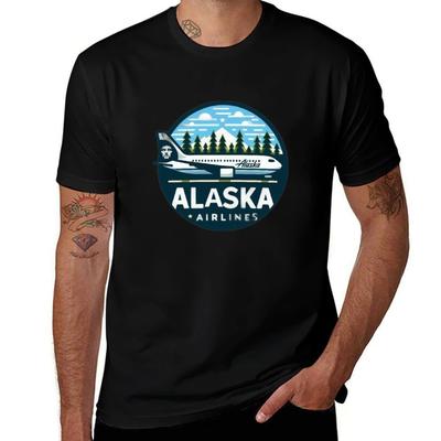 Alaska Airlines Emblem Aviation Alaska Aircraft Tshirt Classic Crew Neck Cotton Tshirt
