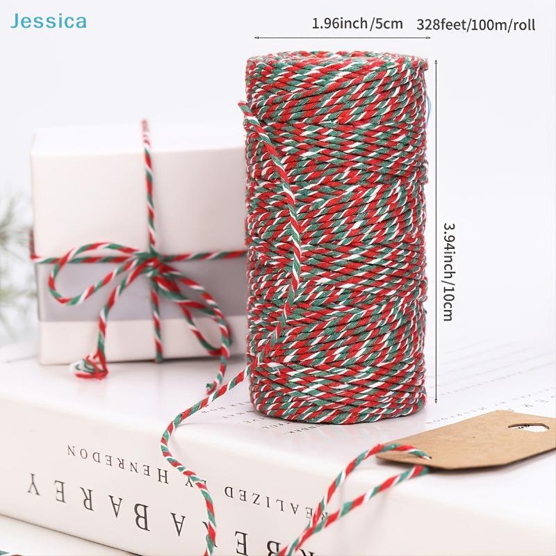 Red & White Bakers Twine - 100m Cotton String for Gift Wrapping & Craft Projects