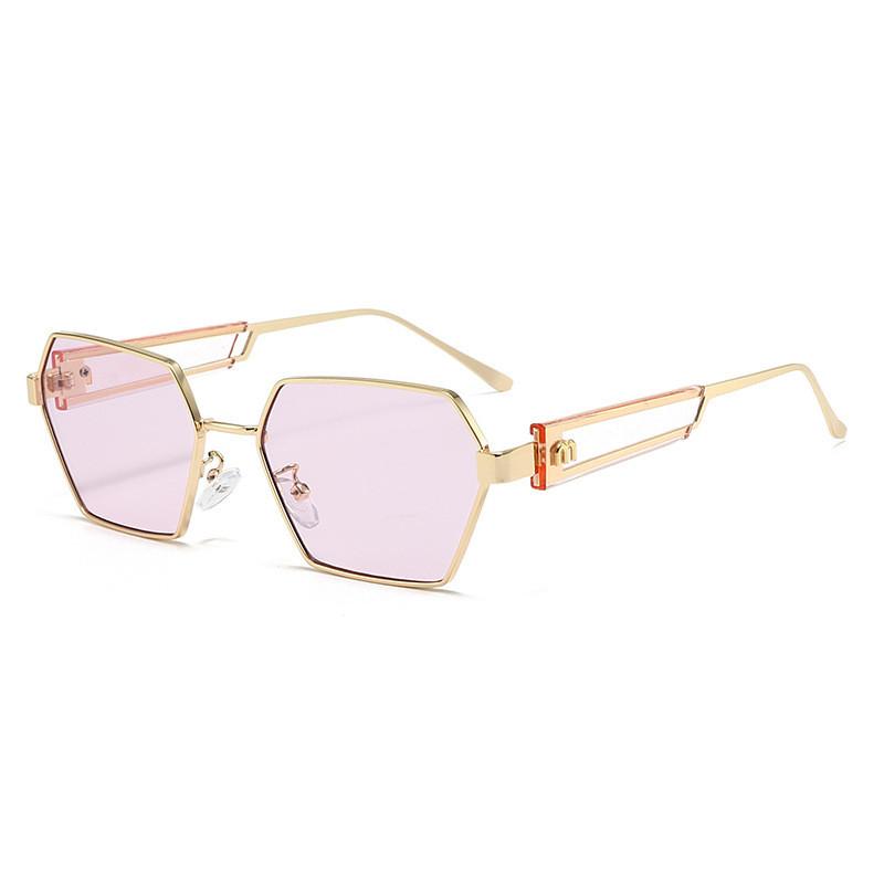 Geometric Mens Sunglasses With Uv400 Protection For Outdoor Activities And Fashion Style Gold Pink