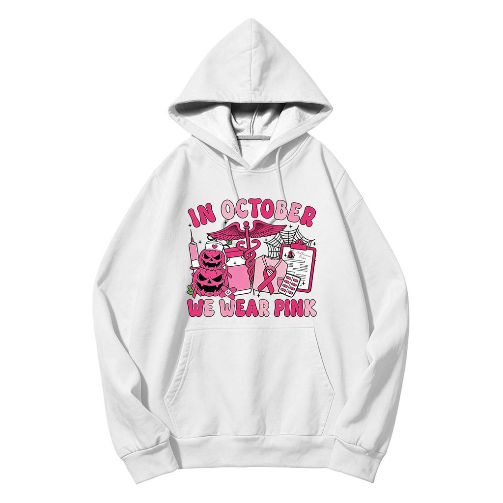 Unisex Long Sleeve Hoodie with Print and Pocket