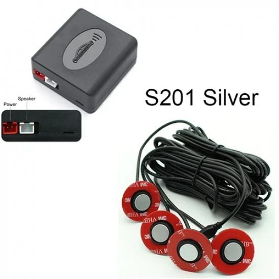 4 sensors Car Parking Sensor Kit Reverse Backup Radar Sound Alarm Indicator Probe System Alarm Safety Adjustable Speaker Buzzer серебряный