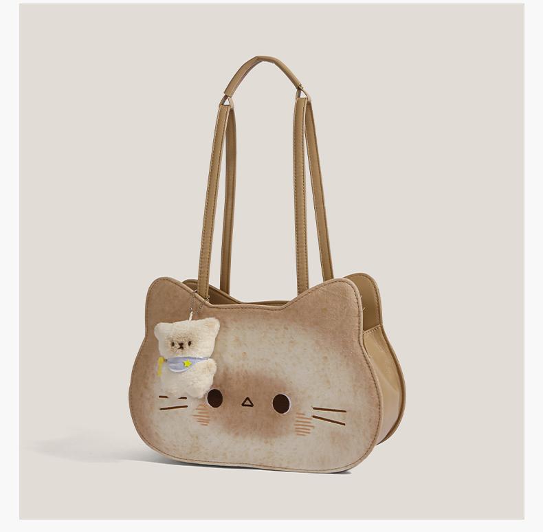 

Harajuku Sweet Cute Cat Shoulder Bags Purse Women Cartoon Toast Shoulder Tote Bag Handbag Ladies Kawaii Underarm Bag Wallets New 37x25x11cm бежевый