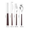 Korean Style 430 Stainless Steel Tableware Set with Imitation Wood Grain Handles: Includes Knife, Fork, Spoon, and Chopsticks