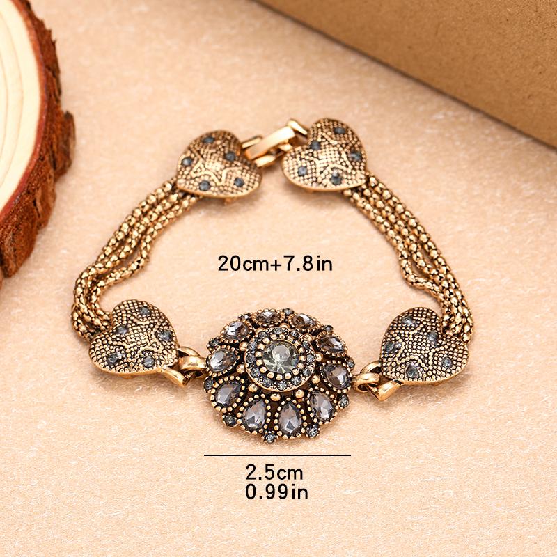Turkey Bracelet For Women Tibetan Alloy Red Resin Gold Color Bangle Retro Bohemian Roman Royal Zircon