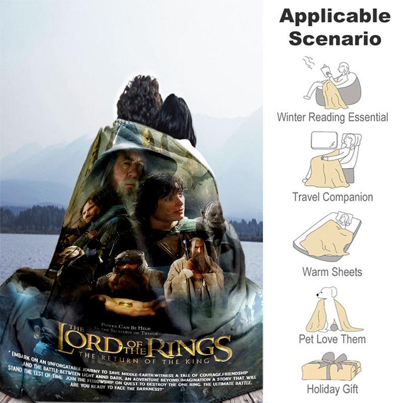 1pc The Lord of the Rings: Return of King Cartoon Blanket,Portable Throw for Travel & Camping, All Season Cozy Blanket,Ideal Gift