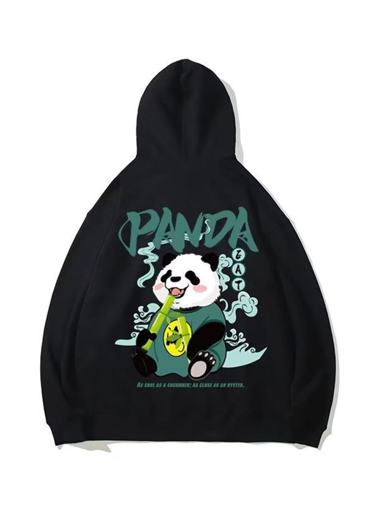 Kawaii Vintage Anime panda Print Hoodies Funny Mens Casual Long Sleeve Hooded Sweatshirts Male Plus Size ropa y2k hombre Clothes