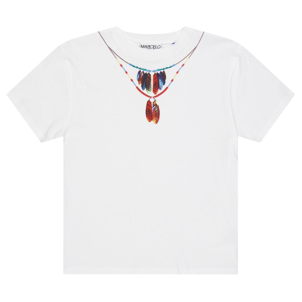 Marcelo Burlon Childrens/Kids Feather Necklace T-Shirt