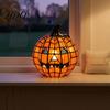 Jack-O-Lantern Nigh Light 1/2Pcs Halloween Bow Pumpkin Light Stained Glass Desk Lamp Table Centerpieces Spooky Decoration for Home Office Fall