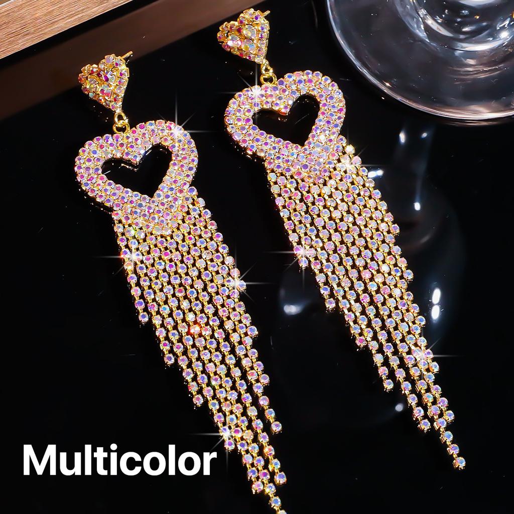 Long Tassel Rhinestone Earrings Dangle Jewelry Crystal Bridal Wedding Earrings Accessories for Women and Brides