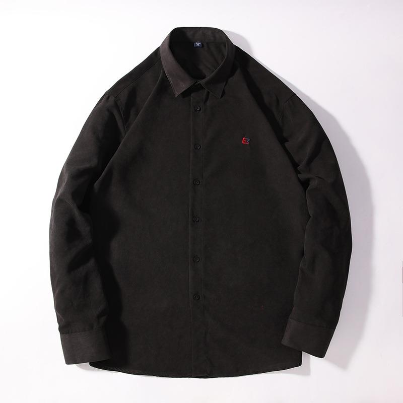 Men's Solid Color Long Sleeve Button Down Shirt Casual Base Layer Top.