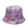 Butterfly Print Fisherman Hat Summer Cotton Double-sided Outdoor Bucket Sun Cap