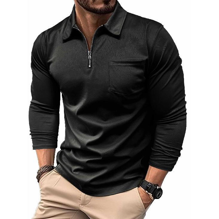 Autumn Winter Foreign Trade Men's Long Sleeve Polo Shirt Men's Clothing Turn-down Collar T-shirt American Style Top Men