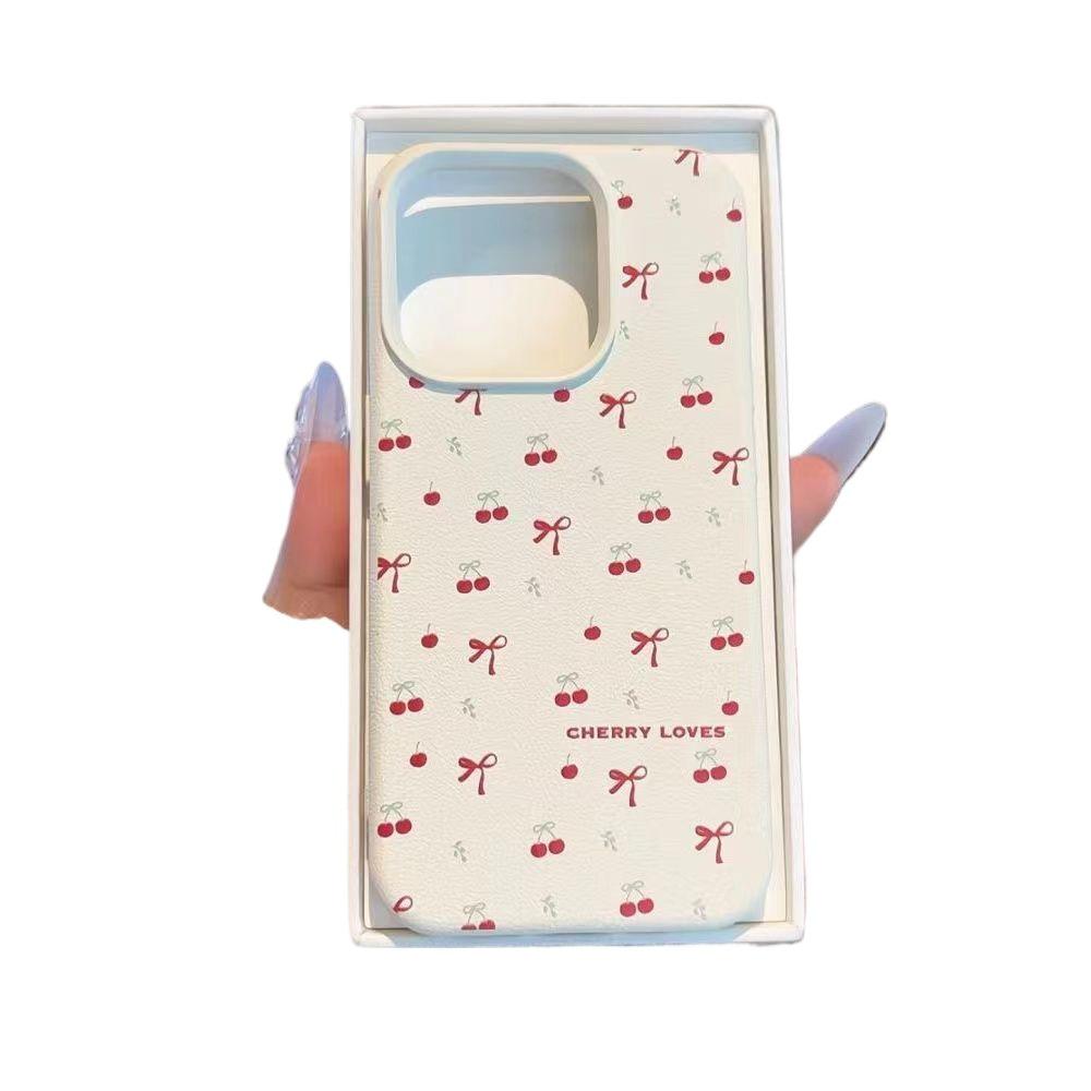 Literary Cherry Bow Full-Screen Case for iPhone 16/15 Pro Max/14/13