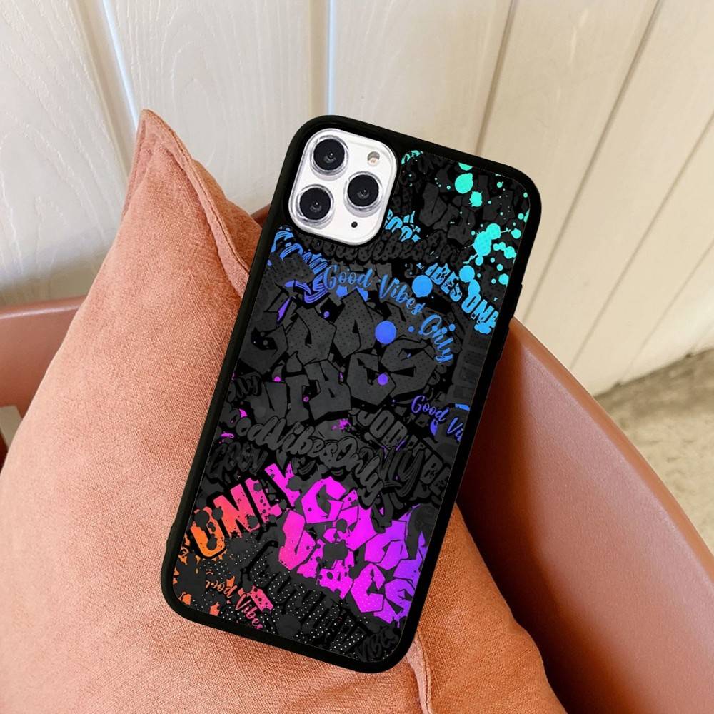 Cool Black Graffiti For iPhone 17 16 15 14 13 12 11 Mini Pro Max Plus PC+TPU Back Phone Cover