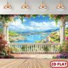 2D Plane  1 Vintage Garden Terrace Photography Backdrop  Multi-functional Polyester Banner  Garden Decoration