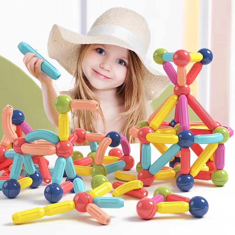 Colorful Magnetic Building Blocks Set Children's 3D STEM Educational Toy Safe ABS Material Fun Stacking Toy Preschooler Gift