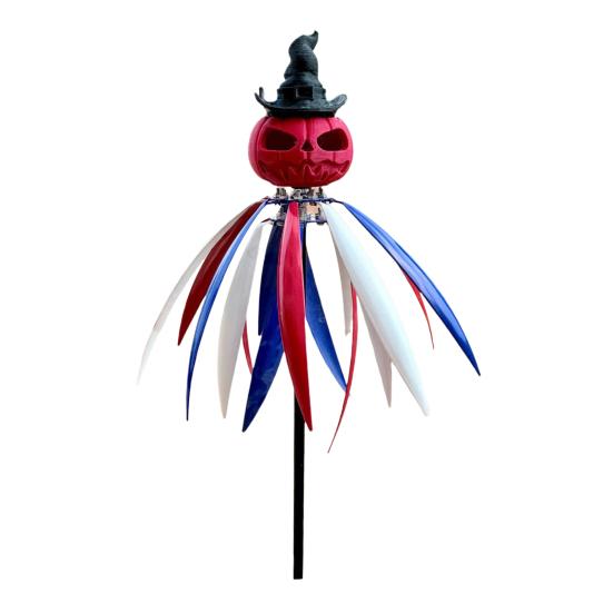 

Pumpkin Head Wind Spinner 360-degree Swivel Metal Windmill Kinetic Outdoor Wind Spinner