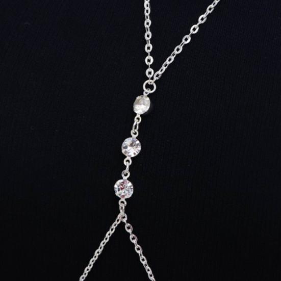 Yousheng Body Chain Sexy Simple Faux Diamond Inlaid Integrated Adjustable Dress Up Gift Lady Cross Bikini Belly Chain Body Jewelry Daily Wear