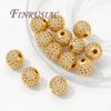 6mm 8mm 10mm 18K Gold Plated Spacer Beads For Jewelry,Zircon Round Beads,Bead For Necklace Making Accessories,Beads Separators