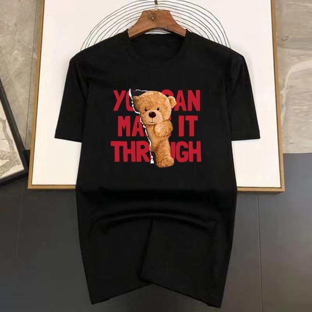 Luxury Brand Rbear that tore the words Print T Shirt For Man Summer Vintage Unisex Oversized T-shirt Y2k Tops Short Sleeve Men's