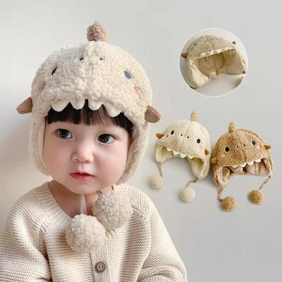 Cappello invernale in peluche per neonato, con orecchie, in pile polare, design di squalo, per bambini, unisex, berretto caldo