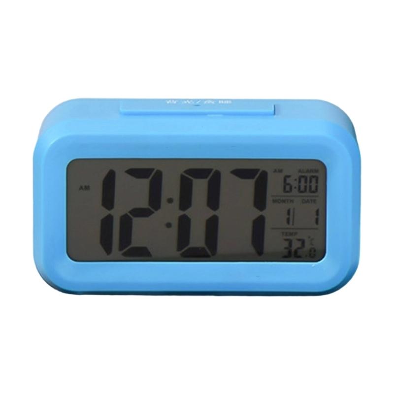 LCD Display Digital Alarm Clock Indoor Temperature Display 1 Alarm Setting 12/24Hour Format Snoozes Function Nightlight